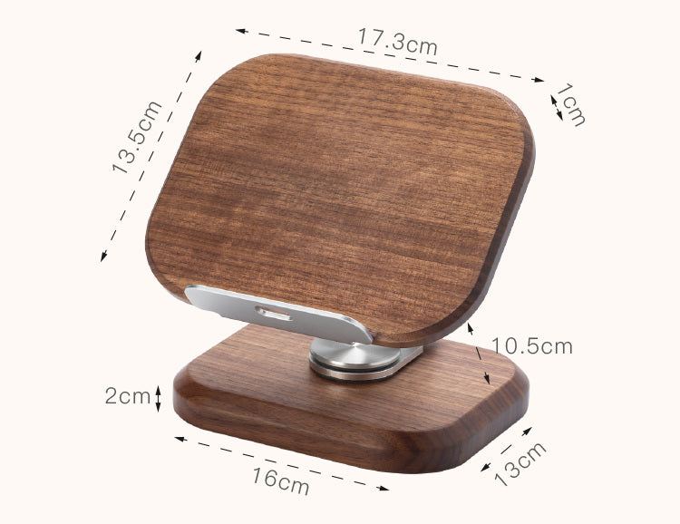 Wooden Rotating iPad Stand & Phone Holder,Black walnut design