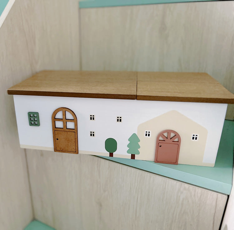 Wooden Small House-Shaped Storage Box, Desktop Decoration Organization