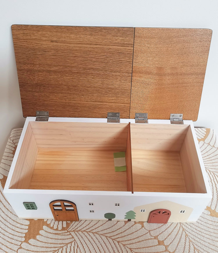 Wooden Small House-Shaped Storage Box, Desktop Decoration Organization