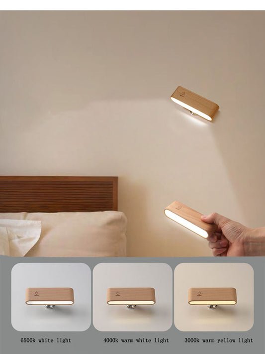 Wooden Wall Mounted Led Rechargeable Lights, Bedside Lamp