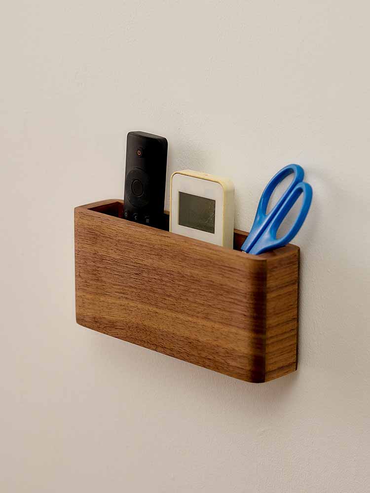 Wooden Wall-Mounted Remote Control, Mobile Phone Organize Storage Boxes