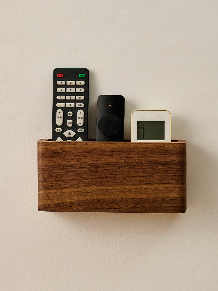 Wooden Wall-Mounted Remote Control, Mobile Phone Organize Storage Boxes