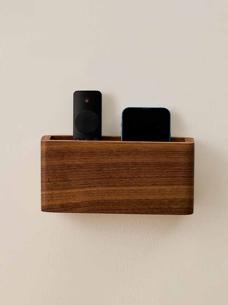 Wooden Wall-Mounted Remote Control, Mobile Phone Organize Storage Boxes